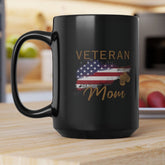 American Veteran Mom Black Coffee Mug, 15oz